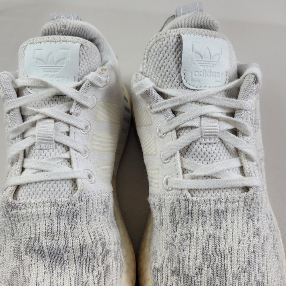 Adidas NMD R2 Flyknit Trainers Triple White Gray BY8691 Women Sneakers Shoes 7 - Picture 6 of 12